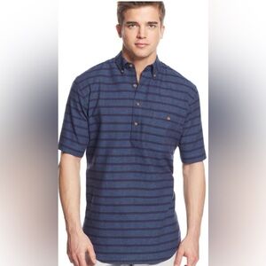 CLUB ROOM Men’s Striped Short Sleeve Oxford Polo. Blue/Black. XL